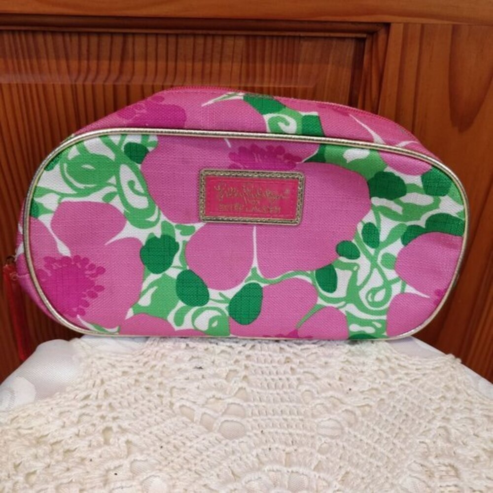 Lilly Pulitzer Floral Print Cosmetic Bag 9″ x 5″ Travel Pouch - Picture 2 of 7